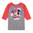 thumbnail image 1 of Mickey & Friends - Minnie Mouse Speaks French - Oui Oui, Paris, Bonjour - Toddler And Youth Raglan Graphic T-Shirt, 1 of 1