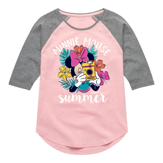 Mickey & Friends - Minnie Mouse Summer - Toddler And Youth Girls Raglan Graphic T-Shirt