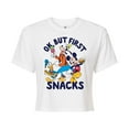 thumbnail image 1 of Mickey & Friends - Ok, But First Snacks - Juniors Cropped Cotton Blend T-Shirt, 1 of 5