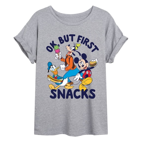 Mickey & Friends - Ok, But First Snacks - Juniors Ideal Flowy Muscle T-Shirt