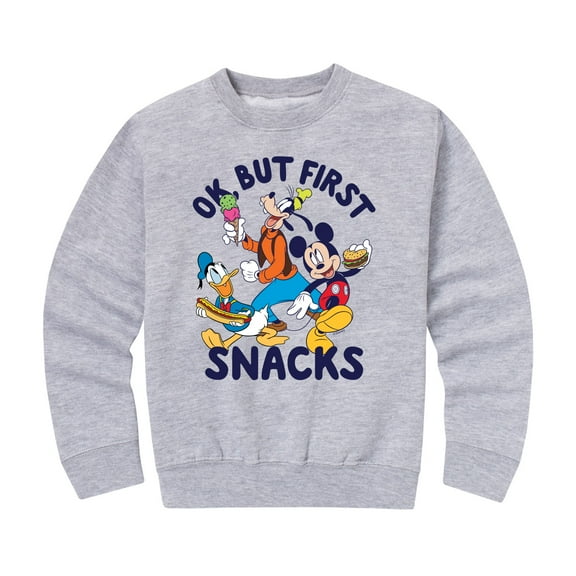 Mickey & Friends - Ok, But First Snacks - Toddler And Youth Crewneck Fleece Sweatshirt