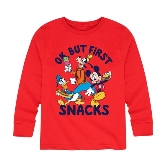 Mickey & Friends - Ok, But First Snacks - Toddler And Youth Long Sleeve Graphic T-Shirt