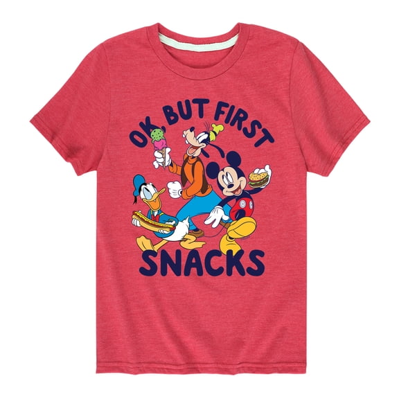 Mickey & Friends - Ok, But First Snacks - Toddler And Youth Short Sleeve Graphic T-Shirt