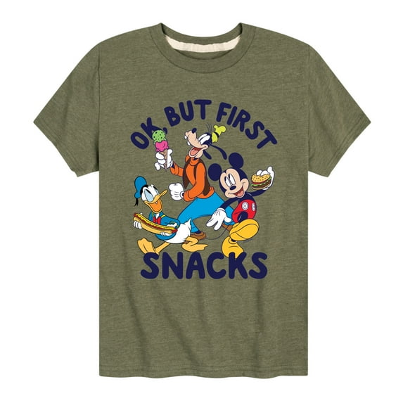 Mickey & Friends - Ok, But First Snacks - Toddler And Youth Short Sleeve Graphic T-Shirt
