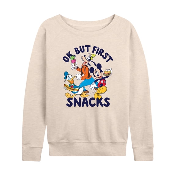 Mickey & Friends - Ok, But First Snacks - Women's Lightweight French Terry Long Sleeve Shirt
