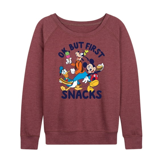 Mickey & Friends - Ok, But First Snacks - Women's Lightweight French Terry Long Sleeve Shirt