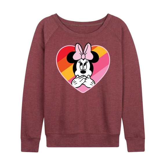 Mickey & Friends - Oops Minnie Rainbow Heart - Women's Lightweight French Terry Long Sleeve Shirt