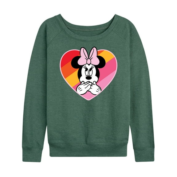 Mickey & Friends - Oops Minnie Rainbow Heart - Women's Lightweight French Terry Long Sleeve Shirt