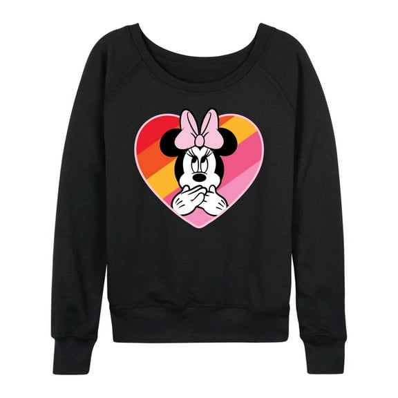 Mickey & Friends - Oops Minnie Rainbow Heart - Women's Lightweight French Terry Long Sleeve Shirt