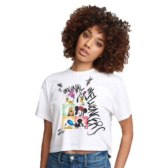 Mickey & Friends - Original Influencers - Juniors Cropped Cotton Blend T-Shirt
