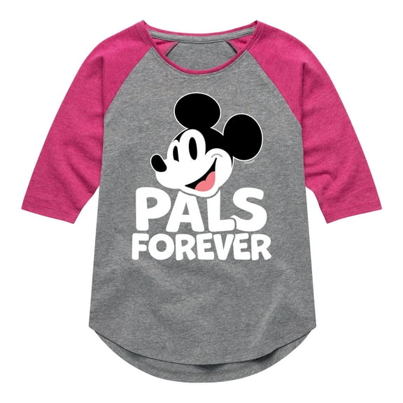 Mickey & Friends - Pals Forever - Toddler And Youth Girls Raglan Graphic T-Shirt