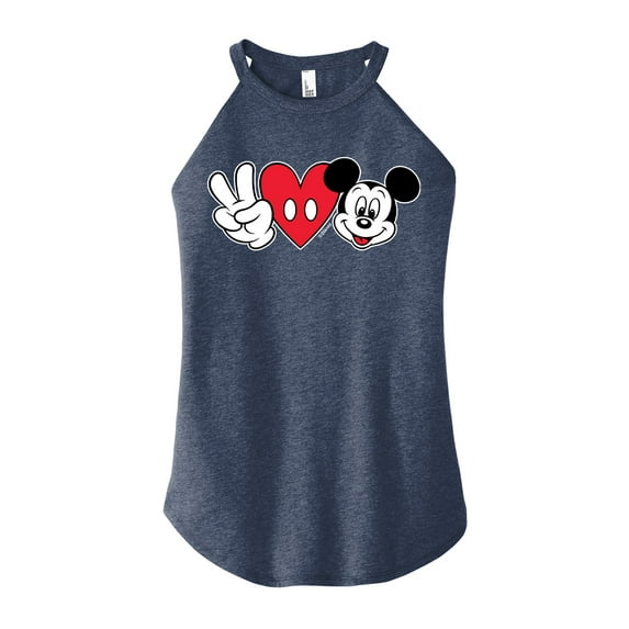 Mickey & Friends - Peace Love Mickey - Juniors High Neck Tank Top