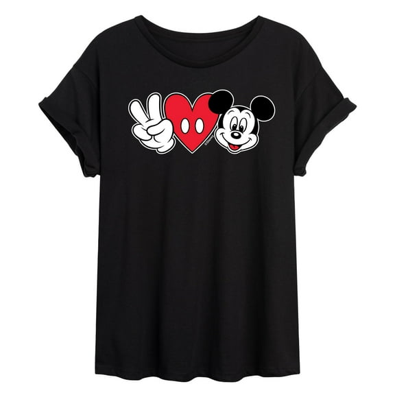 Mickey & Friends - Peace Love Mickey - Juniors Ideal Flowy Muscle T-Shirt