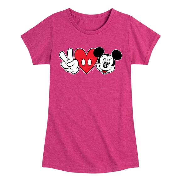 Mickey & Friends - Peace Love Mickey - Toddler And Youth Girls Short Sleeve Graphic T-Shirt