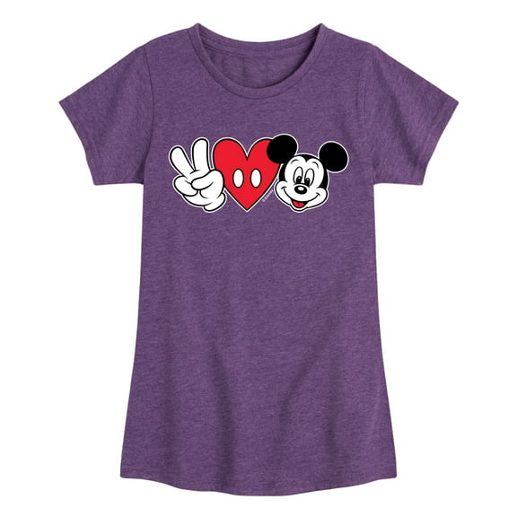 Mickey & Friends - Peace Love Mickey - Toddler And Youth Girls Short Sleeve Graphic T-Shirt