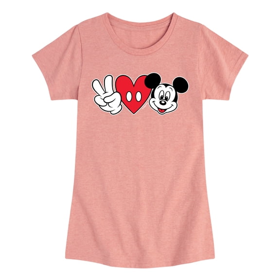 Mickey & Friends - Peace Love Mickey - Toddler And Youth Girls Short Sleeve Graphic T-Shirt