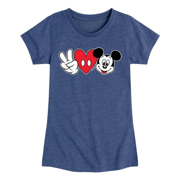 Mickey & Friends - Peace Love Mickey - Toddler And Youth Girls Short Sleeve Graphic T-Shirt