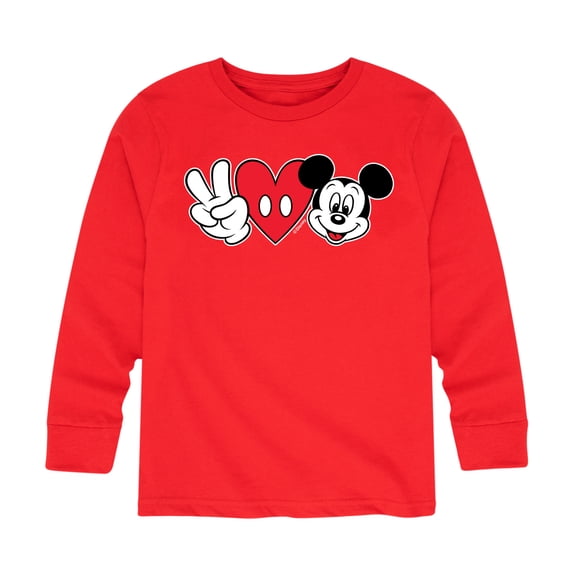 Mickey & Friends - Peace Love Mickey - Toddler And Youth Long Sleeve Graphic T-Shirt