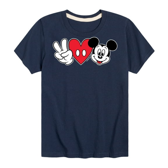 Mickey & Friends - Peace Love Mickey - Toddler And Youth Short Sleeve Graphic T-Shirt