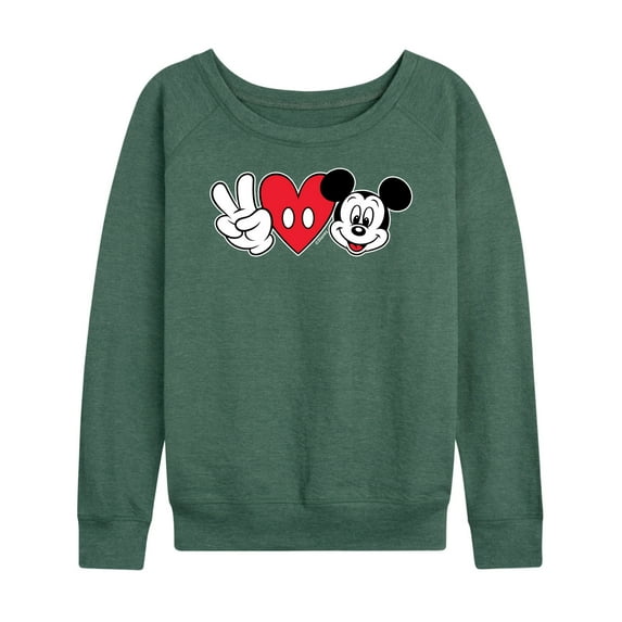 Mickey & Friends - Peace Love Mickey - Women's Lightweight French Terry Long Sleeve Shirt