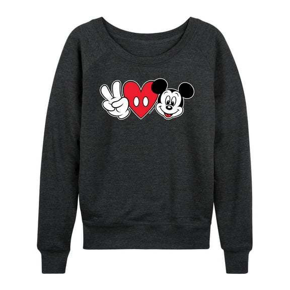 Mickey & Friends - Peace Love Mickey - Women's Lightweight French Terry Long Sleeve Shirt