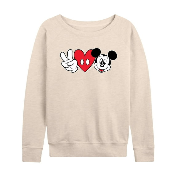 Mickey & Friends - Peace Love Mickey - Women's Lightweight French Terry Long Sleeve Shirt