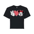 thumbnail image 1 of Mickey & Friends - Peace Love Minnie - Juniors Cropped Cotton Blend T-Shirt, 1 of 5