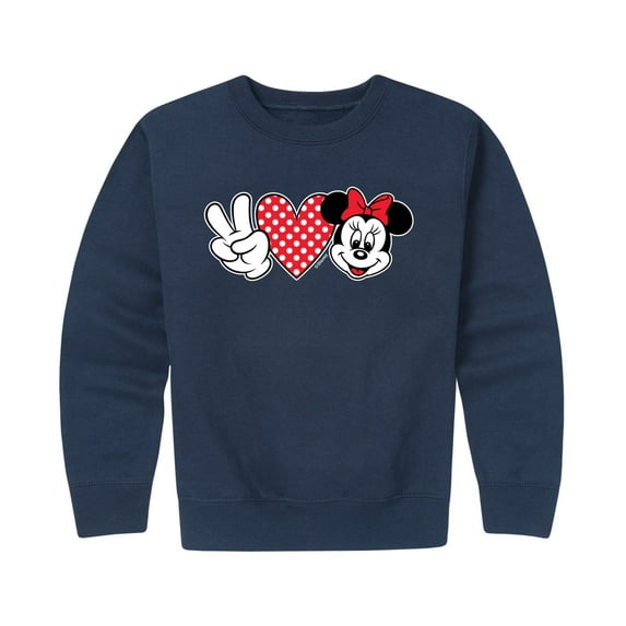 Mickey & Friends - Peace Love Minnie - Toddler And Youth Crewneck Fleece Sweatshirt