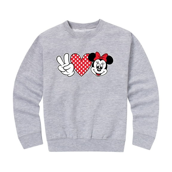 Mickey & Friends - Peace Love Minnie - Toddler And Youth Crewneck Fleece Sweatshirt