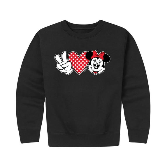 Mickey & Friends - Peace Love Minnie - Toddler And Youth Crewneck Fleece Sweatshirt