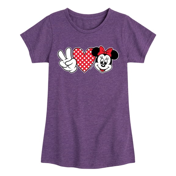 Mickey & Friends - Peace Love Minnie - Toddler And Youth Girls Short Sleeve Graphic T-Shirt
