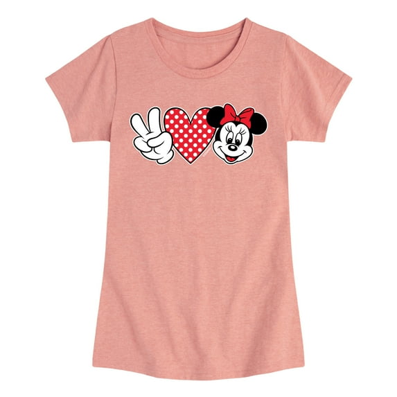 Mickey & Friends - Peace Love Minnie - Toddler And Youth Girls Short Sleeve Graphic T-Shirt