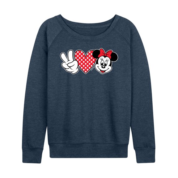 Mickey & Friends - Peace Love Minnie - Women's Lightweight French Terry Long Sleeve Shirt