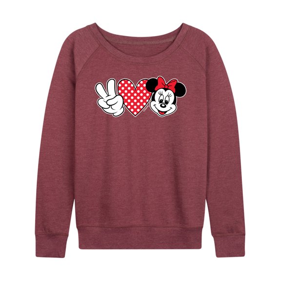 Mickey & Friends - Peace Love Minnie - Women's Lightweight French Terry Long Sleeve Shirt