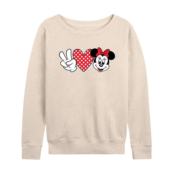 Mickey & Friends - Peace Love Minnie - Women's Lightweight French Terry Long Sleeve Shirt