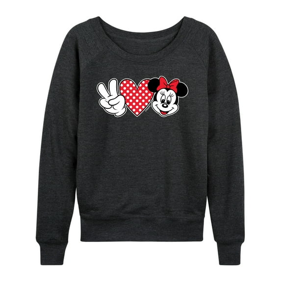 Mickey & Friends - Peace Love Minnie - Women's Lightweight French Terry Long Sleeve Shirt