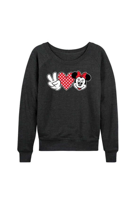 Mickey & Friends - Peace Love Minnie - Women's Lightweight French Terry Long Sleeve Shirt
