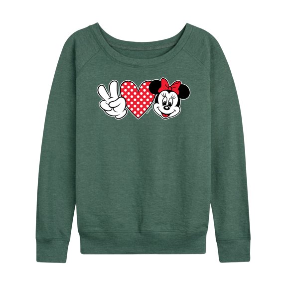 Mickey & Friends - Peace Love Minnie - Women's Lightweight French Terry Long Sleeve Shirt