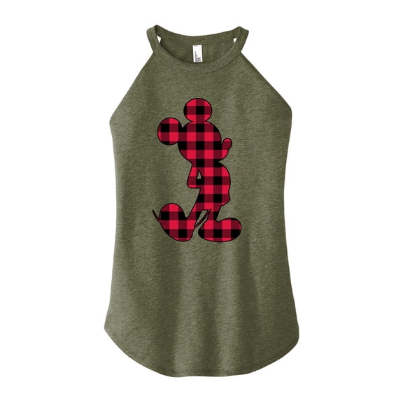 Mickey & Friends - Plaid Mickey - Juniors Cropped Cotton Blend T-Shirt