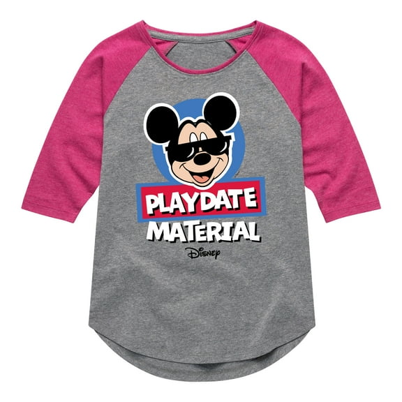 Mickey & Friends - Playdate Material - Toddler And Youth Girls Raglan Graphic T-Shirt
