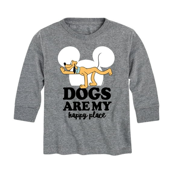 Mickey & Friends - Pluto Dogs Happy Place - Toddler And Youth Long Sleeve Graphic T-Shirt