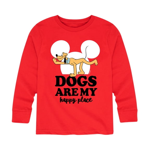 Mickey & Friends - Pluto Dogs Happy Place - Toddler And Youth Long Sleeve Graphic T-Shirt