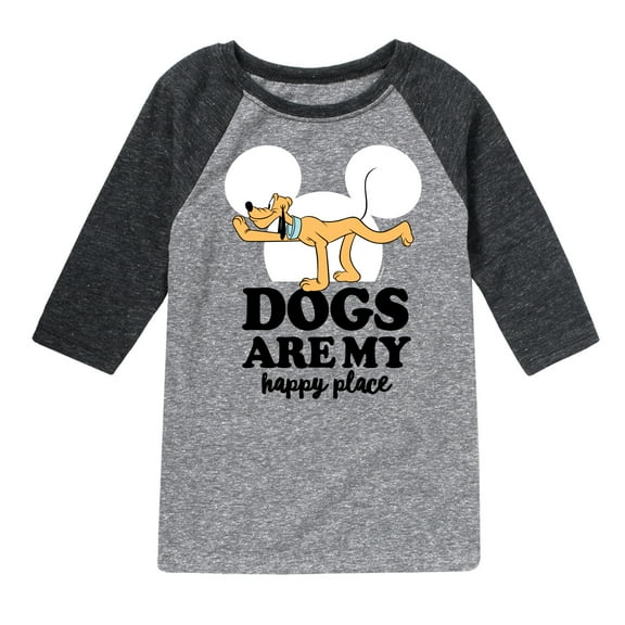 Mickey & Friends - Pluto Dogs Happy Place - Toddler And Youth Raglan Graphic T-Shirt