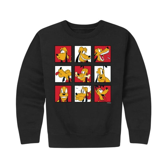 Mickey & Friends - Pluto Grid - Toddler And Youth Crewneck Fleece Sweatshirt