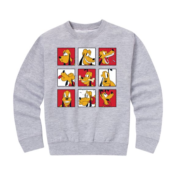 Mickey & Friends - Pluto Grid - Toddler And Youth Crewneck Fleece Sweatshirt