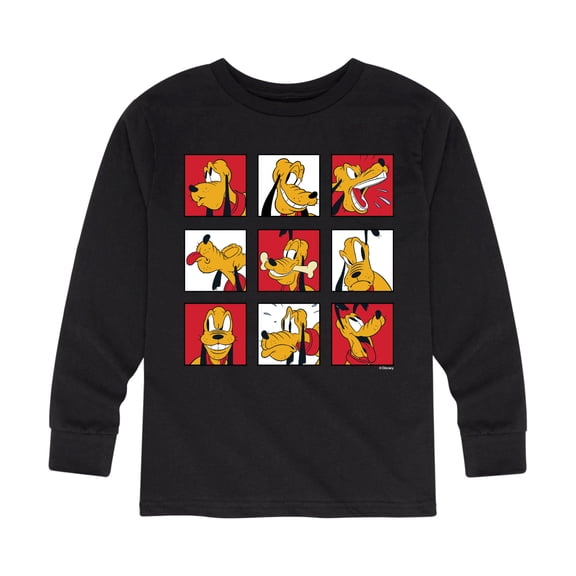 Mickey & Friends - Pluto Grid - Toddler And Youth Long Sleeve Graphic T-Shirt