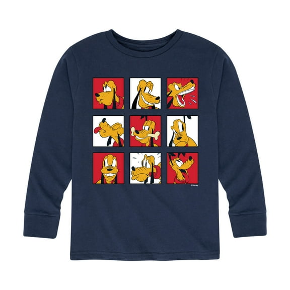 Mickey & Friends - Pluto Grid - Toddler And Youth Long Sleeve Graphic T-Shirt