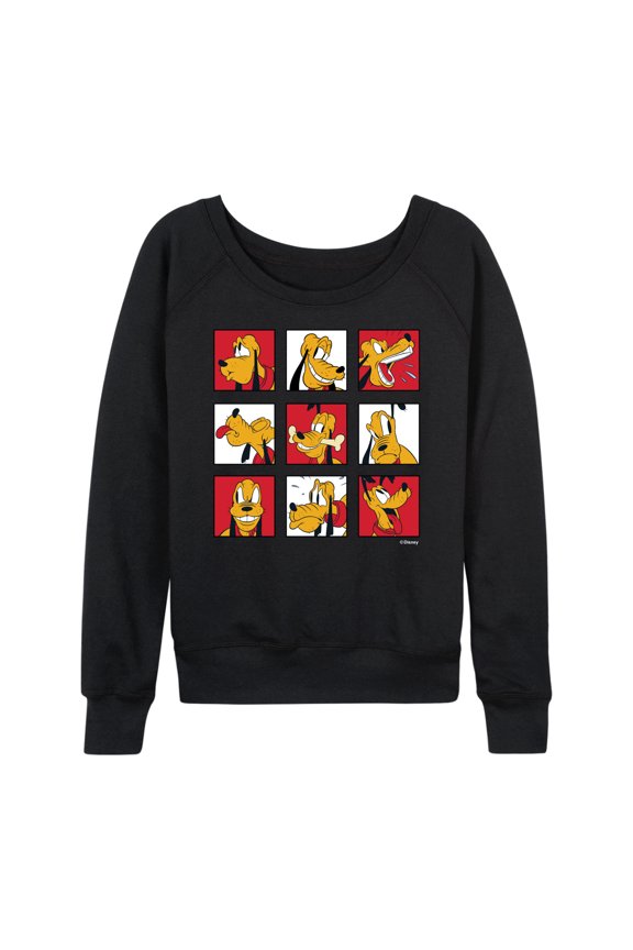 Mickey & Friends - Pluto Grid - Women's Lightweight French Terry Long Sleeve Shirt