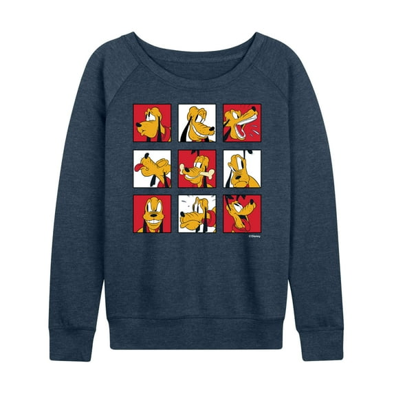 Mickey & Friends - Pluto Grid - Women's Lightweight French Terry Long Sleeve Shirt