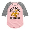 thumbnail image 1 of Mickey & Friends - Pluto Life Is Better With Dogs - Toddler And Youth Girls Raglan Graphic T-Shirt, 1 of 4